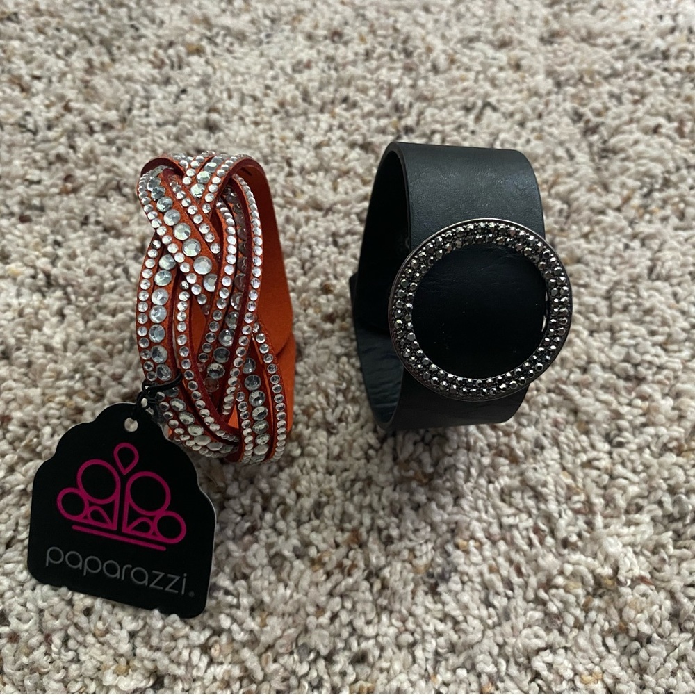 Paparazzi bracelets jewelry bling orange black cuff snap glamour